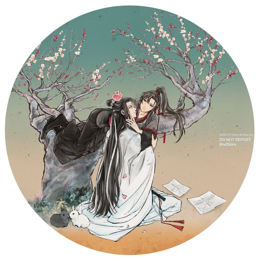 wei wuxian and lan wangji (modao zushi) drawn by w2biiro