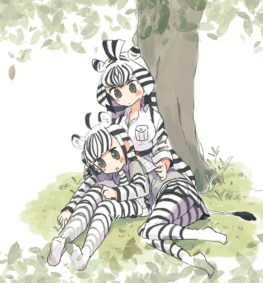plains zebra and chapman's zebra (kemono friends) drawn by hasu_(zatsugami)