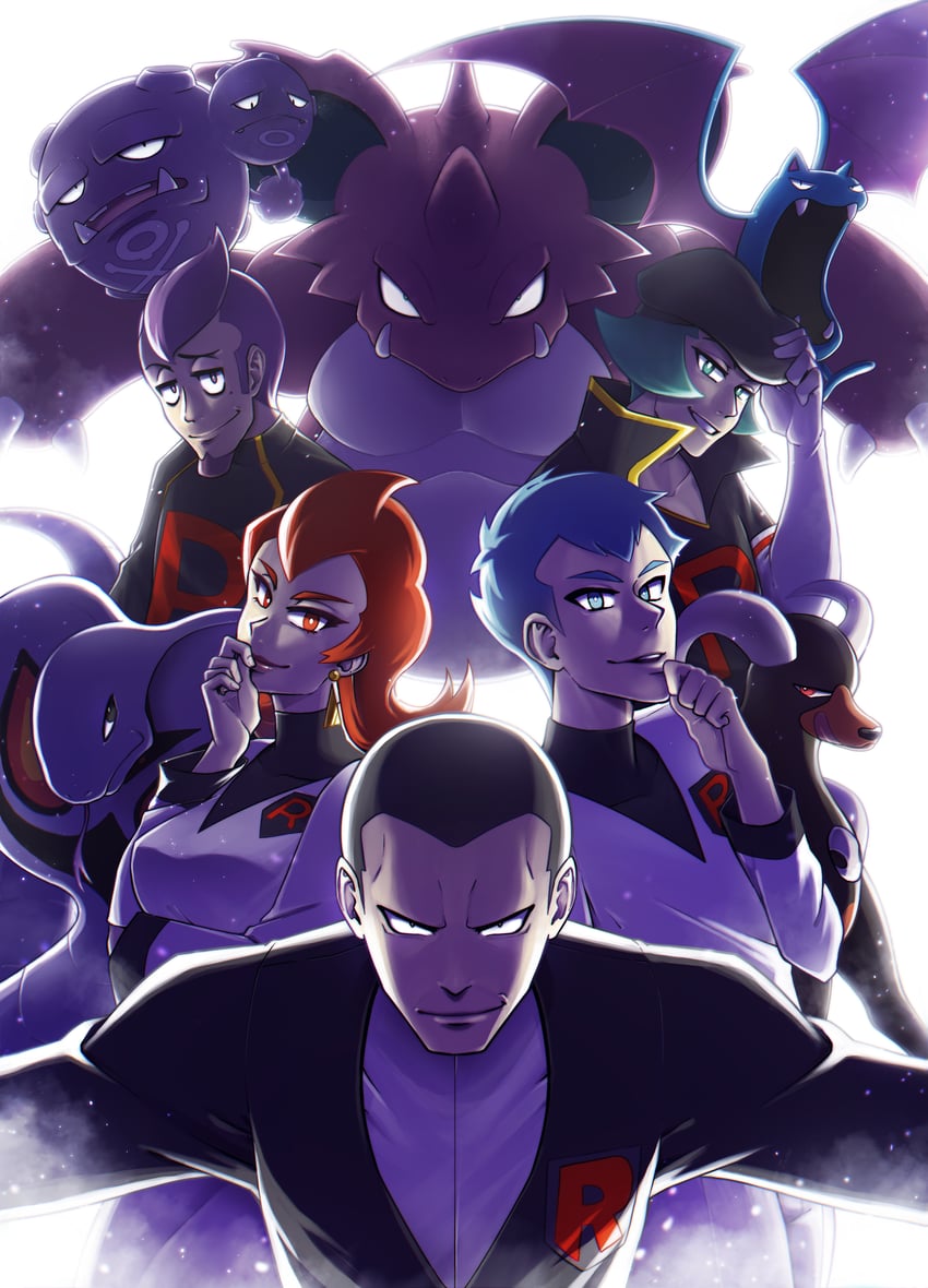 arbok, houndoom, giovanni, nidoking, golbat, and 5 more (pokemon and 1 more) drawn by sweetnarumy