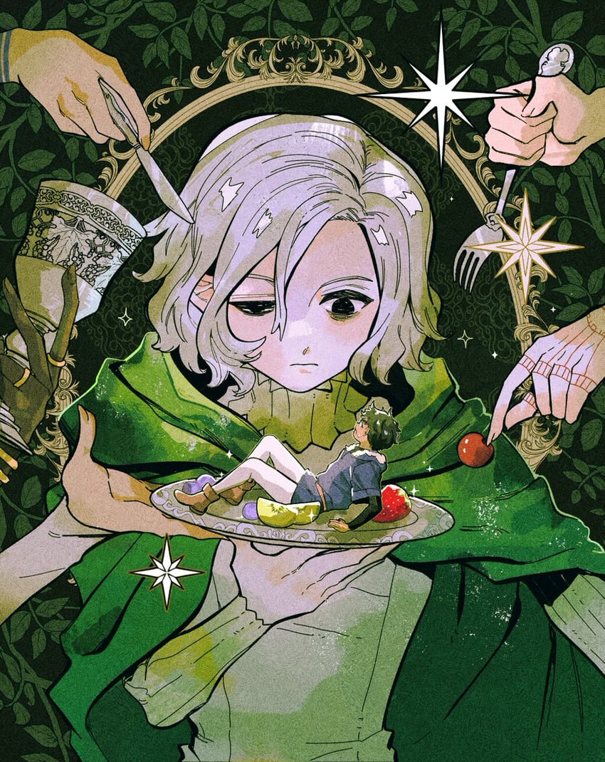 mithrun, kabru, fleki, lycion, cithis, and 2 more (dungeon meshi) drawn by balsang