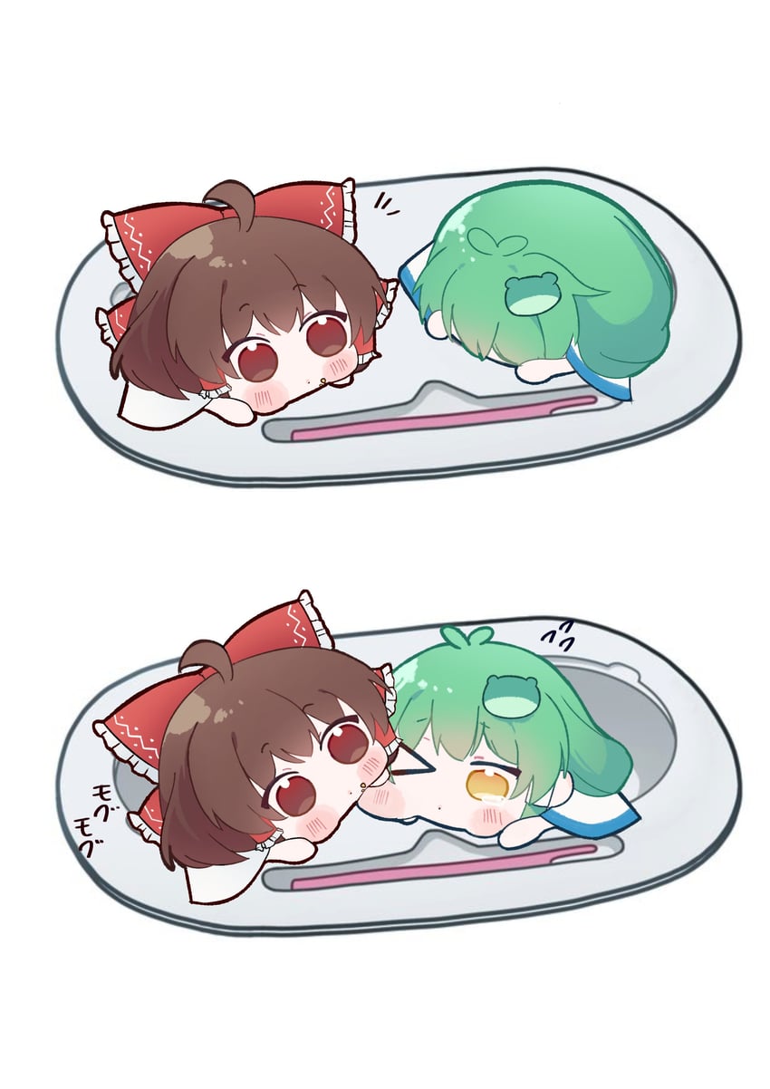 hakurei reimu and kochiya sanae (touhou) drawn by ninzin_88hon