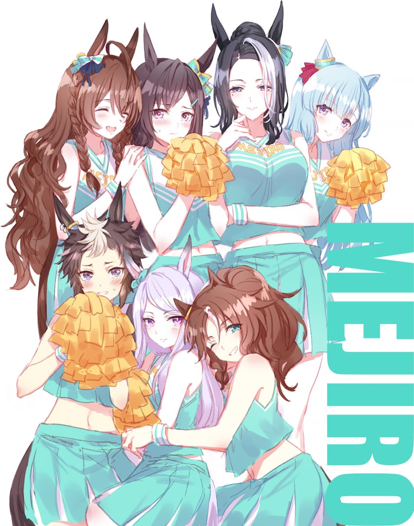 mejiro mcqueen, mejiro ardan, mejiro dober, mejiro palmer, mejiro ramonu, and 2 more (umamusume) drawn by romi_(346_ura)