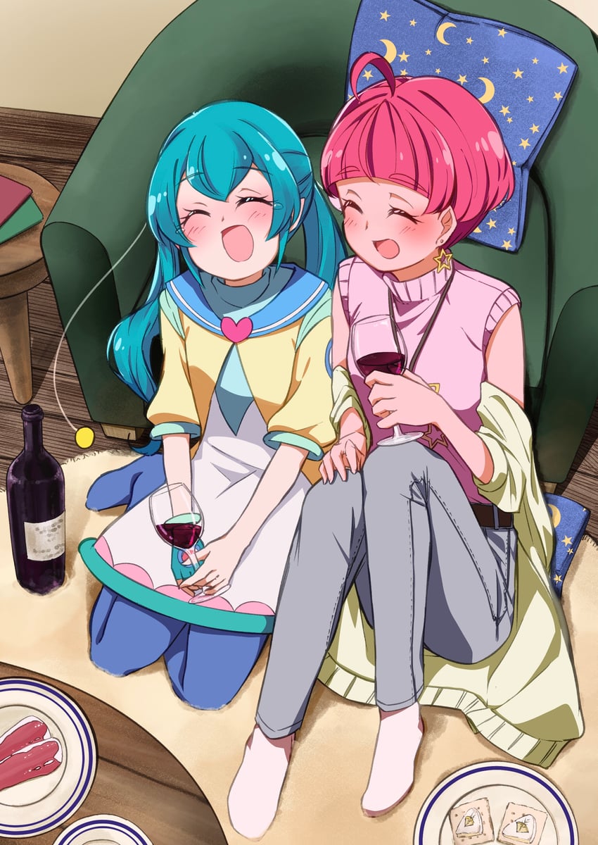 hagoromo lala and hoshina hikaru (precure and 1 more) drawn by toon_(noin)