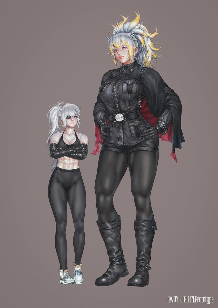 weiss schnee and yang xiao long (rwby) drawn by kuon_(kwonchanji)