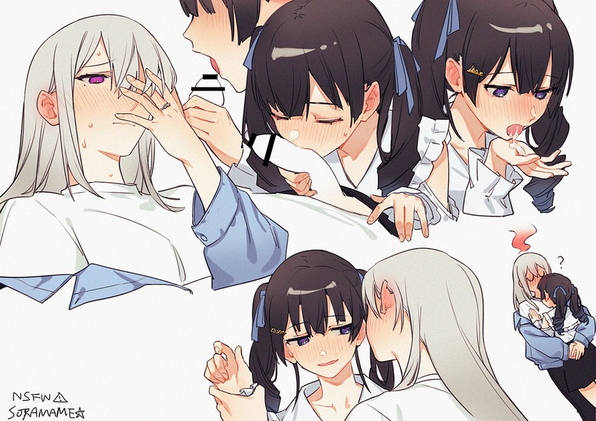 tsukino mito and higuchi kaede (nijisanji) drawn by soramame_(corndog)
