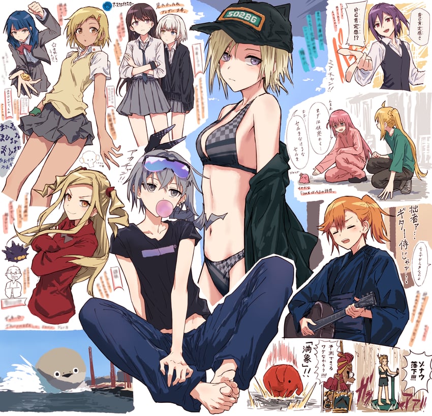 link, gotoh hitori, ijichi nijika, shiina taki, silver wolf, and 6 more (pokemon and 11 more) drawn by bullfalk