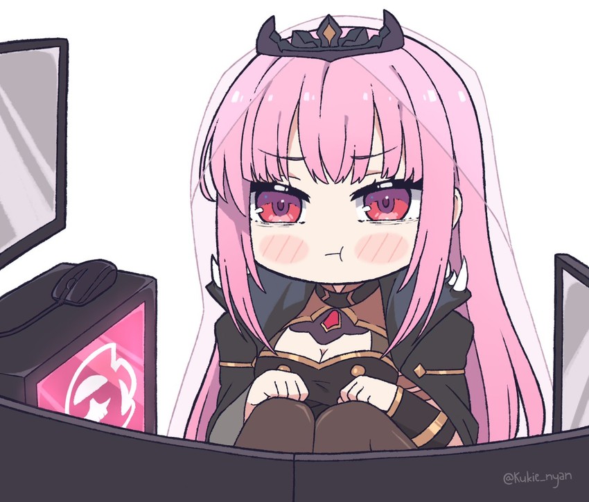 mori calliope and death-sensei (hololive and 1 more) drawn by kukie-nyan