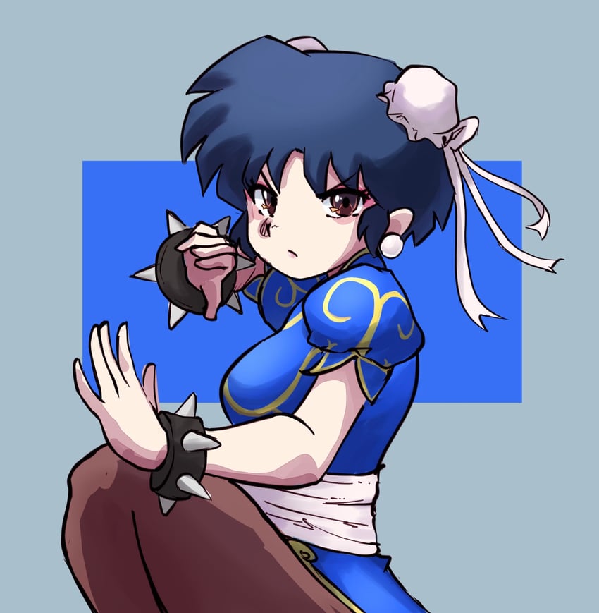 chun-li and tendou akane (street fighter and 1 more) drawn by mychi_drawings
