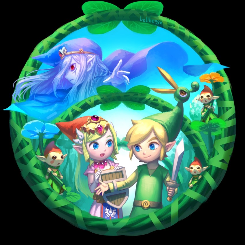 link, princess zelda, toon link, toon zelda, ezlo, and 2 more (the legend of zelda and 1 more) drawn by bellhenge