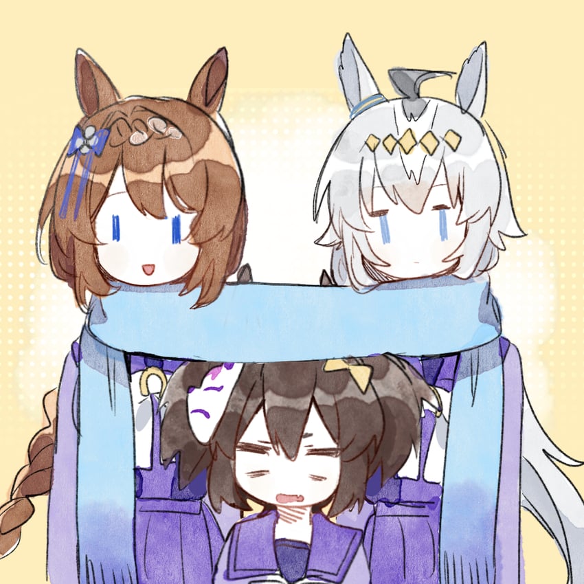 oguri cap, super creek, and inari one (umamusume and 1 more) drawn by tuwu_(user_yvte3782)
