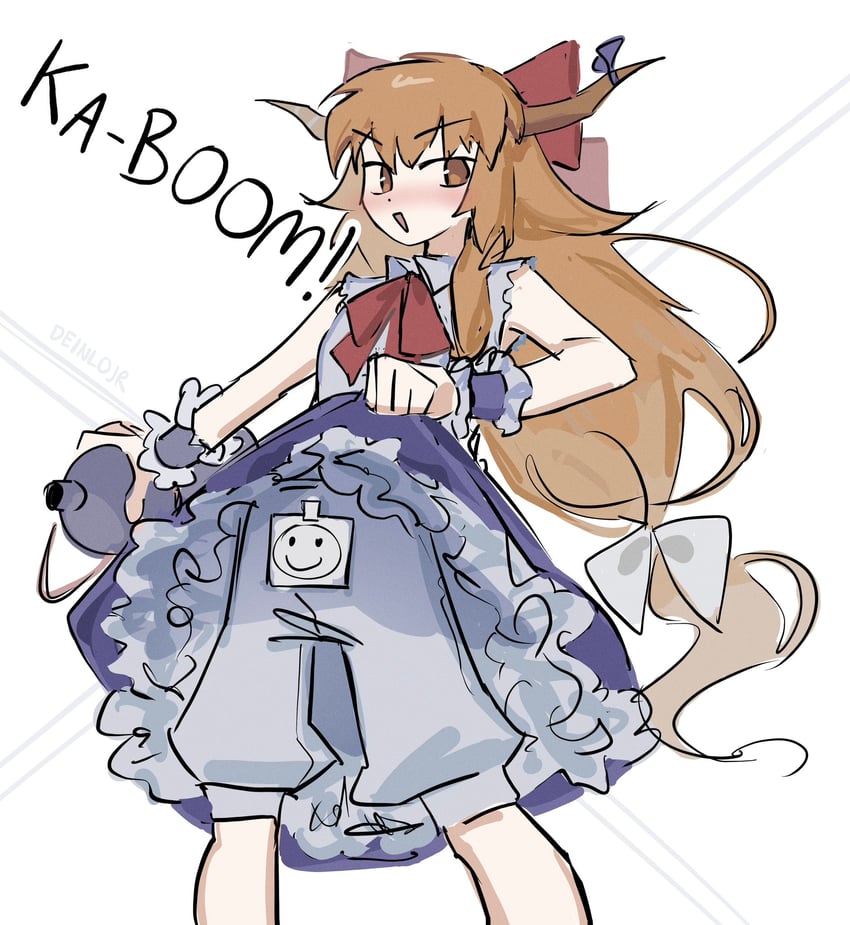 ibuki suika and demoman (touhou and 1 more) drawn by deinlojr