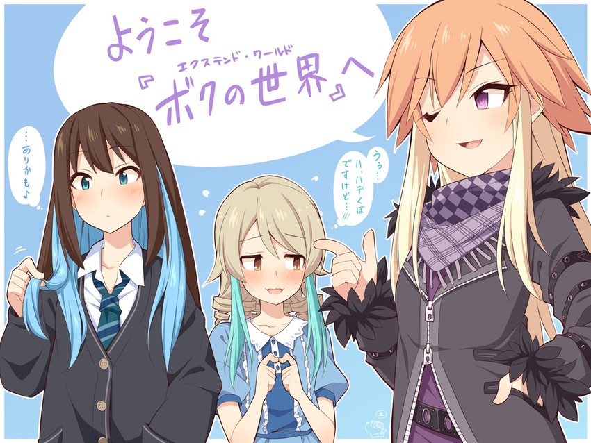 shibuya rin, morikubo nono, and ninomiya asuka (idolmaster and 1 more) drawn by uccow