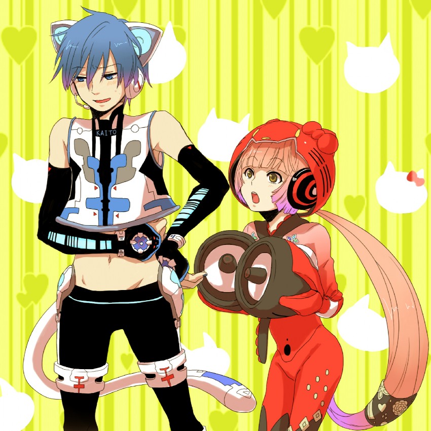hello kitty, nekomura iroha, and kaito (vocaloid and 4 more) drawn by creamyya