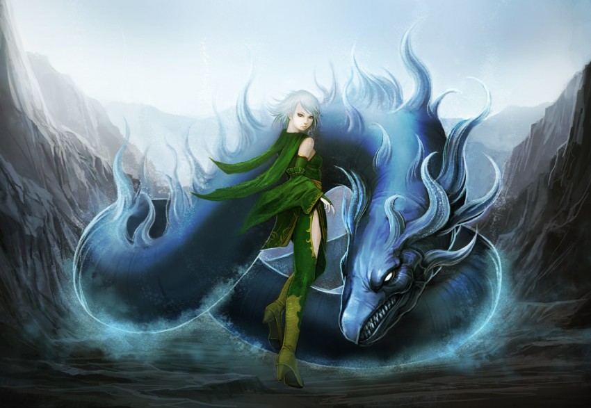 rydia and leviathan (final fantasy and 1 more) drawn by shotshell
