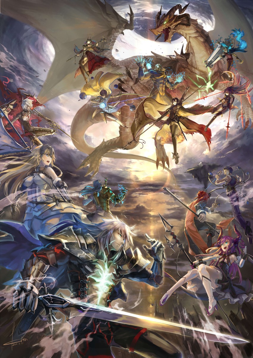 scathach, jeanne d'arc alter, elizabeth bathory, karna, arjuna, and 8 more (fate and 2 more) drawn by kito_(kito2)