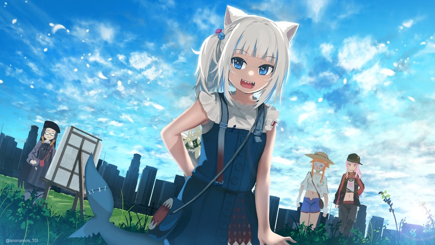 gawr gura, mori calliope, ninomae ina'nis, and takanashi kiara (hololive and 1 more) drawn by advarcher