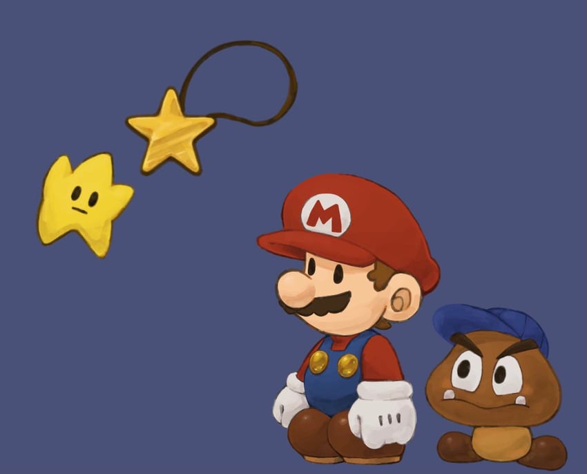 mario, paper mario, goombario, and twink (mario and 2 more) drawn by mimimi_(mimimim9999)