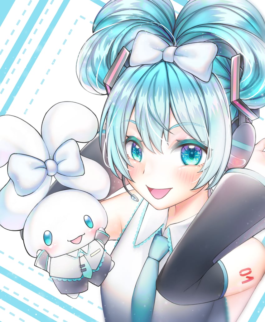 hatsune miku, cinnamoroll, and cinnamiku (vocaloid and 2 more) drawn by ri_ji_ni