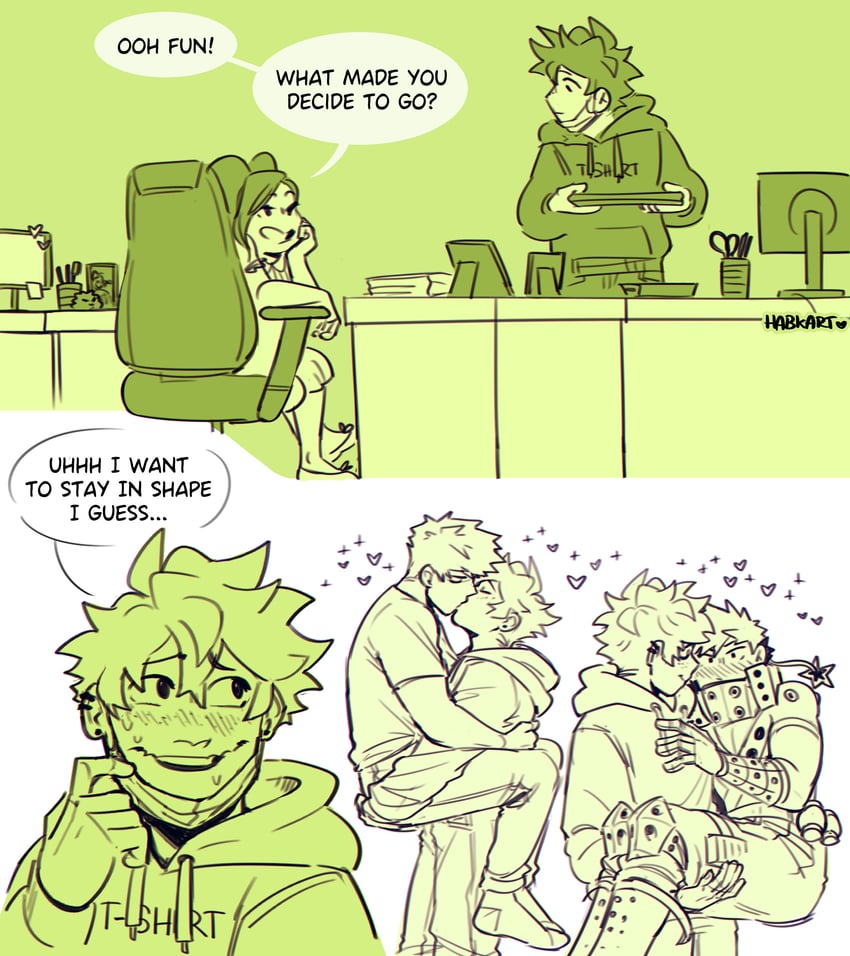 midoriya izuku, bakugou katsuki, and la brava (boku no hero academia) drawn by habkart