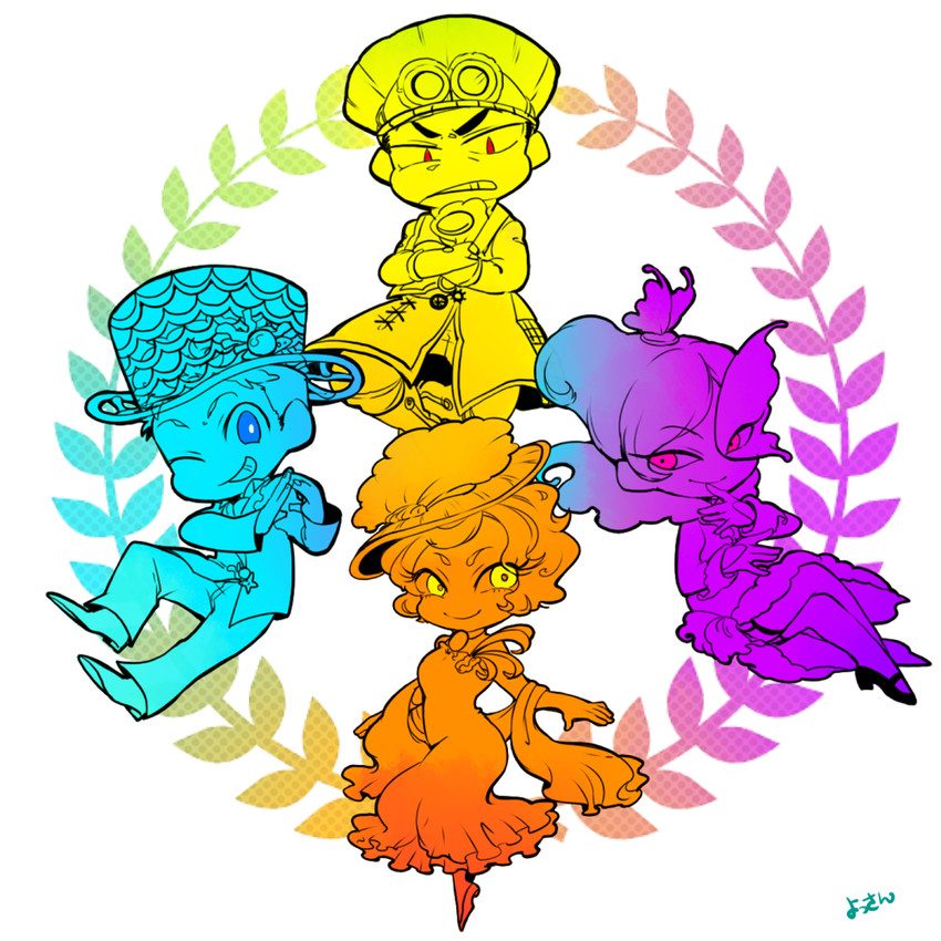 p.a. ocean seamarine, hugo verjules, gloria de mode, and carlotta mariposa (disneyland and 1 more) drawn by yossan_opo