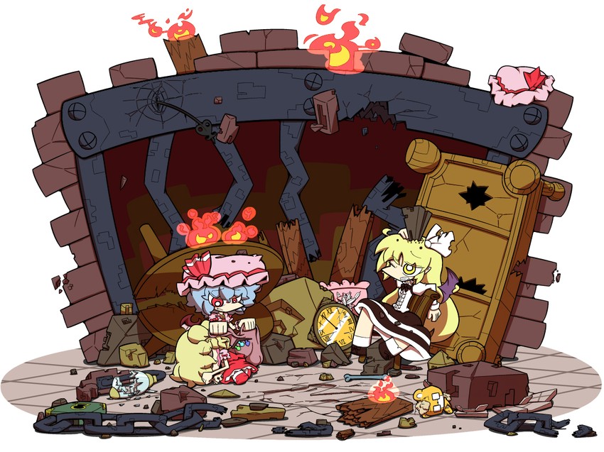 remilia scarlet, flandre scarlet, and kurumi (touhou) drawn by kuchibashi_(9180)