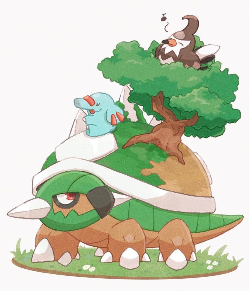 torterra, phanpy, and staravia (pokemon) drawn by oniwa_nwai