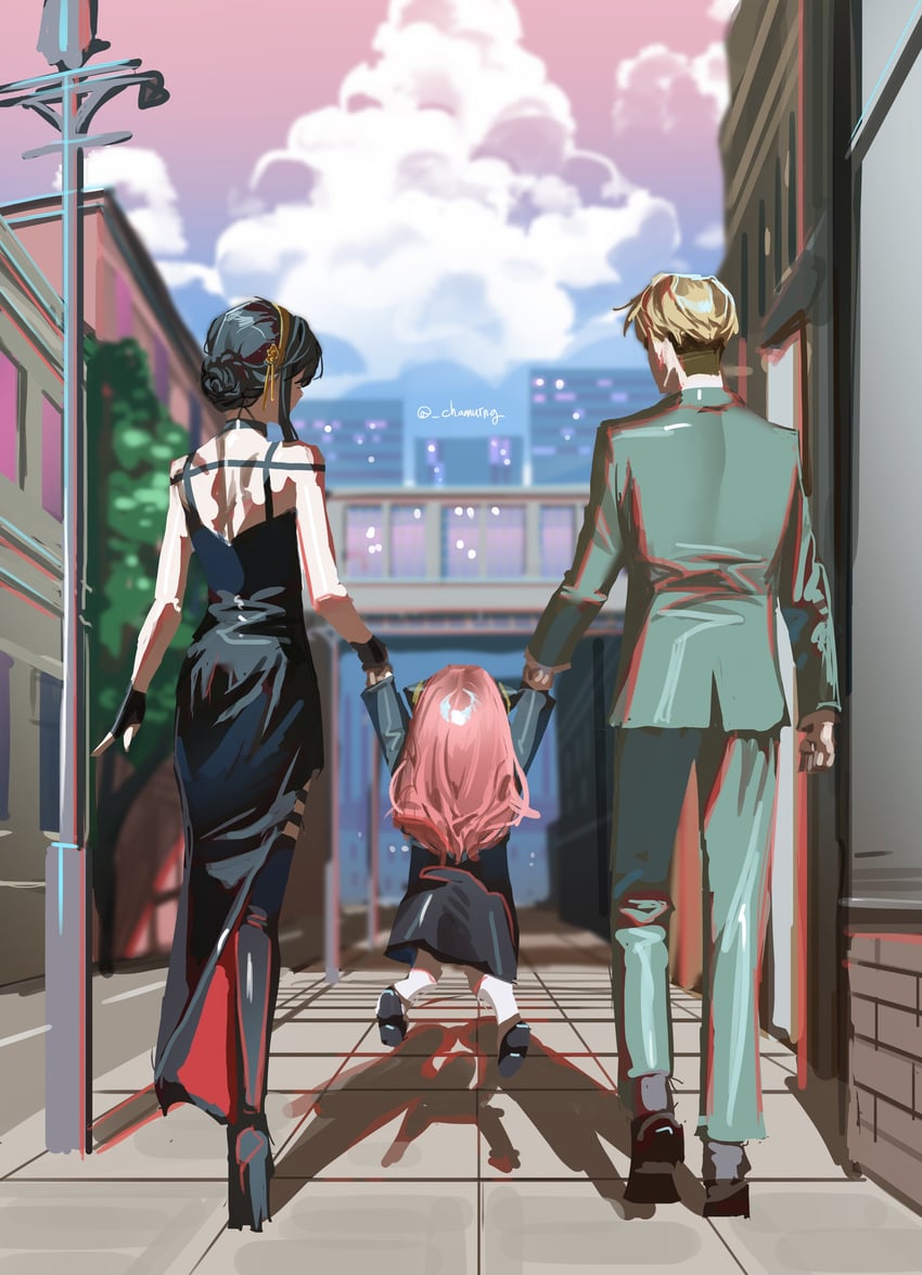 yor briar, anya, and twilight (spy x family) drawn by chamuring