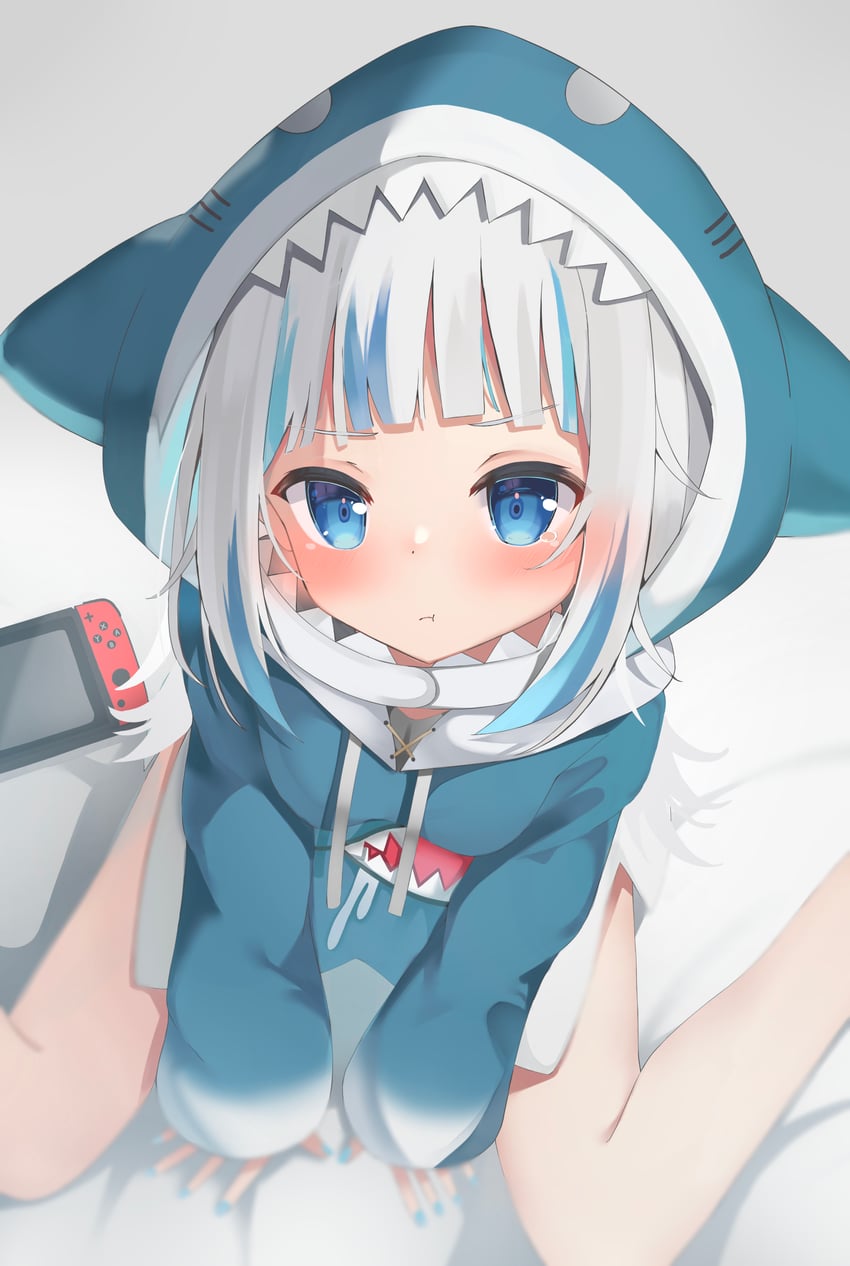 gawr gura (hololive and 1 more) drawn by polyethyle