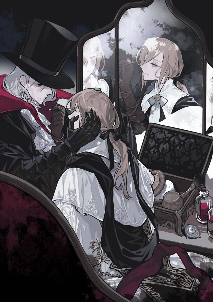 gehrman the first hunter and laurence the first vicar (bloodborne) drawn by platinum_(o0baijin0o)