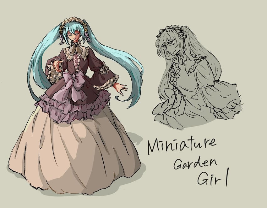 hatsune miku, clockworker's doll, and michelle marlon (vocaloid and 2 more) drawn by gherea