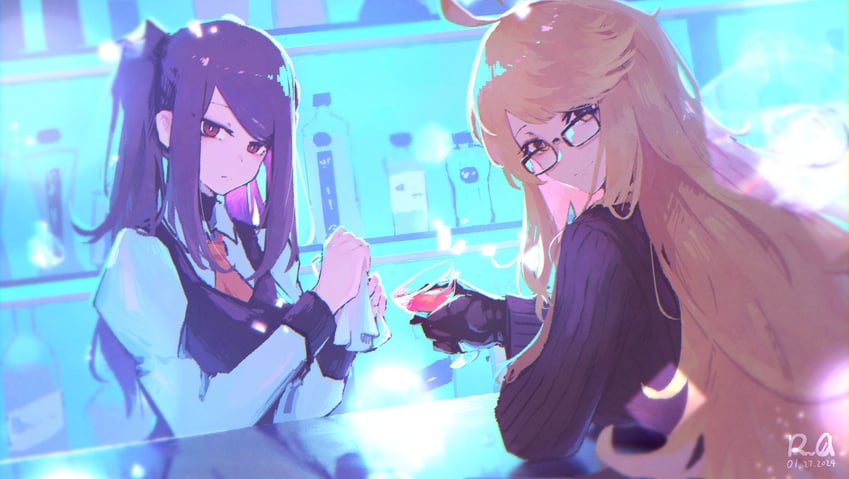 jill stingray and alma armas (va-11 hall-a) drawn by rnna