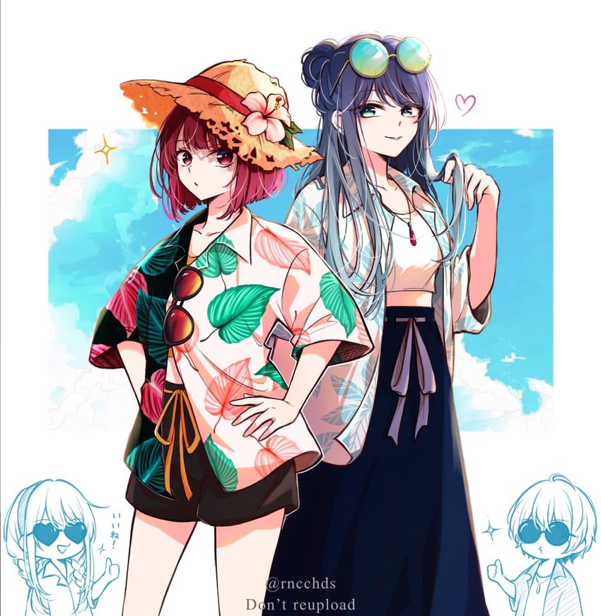 arima kana, hoshino ruby, hoshino aquamarine, and kurokawa akane (oshi no ko) drawn by rncchds