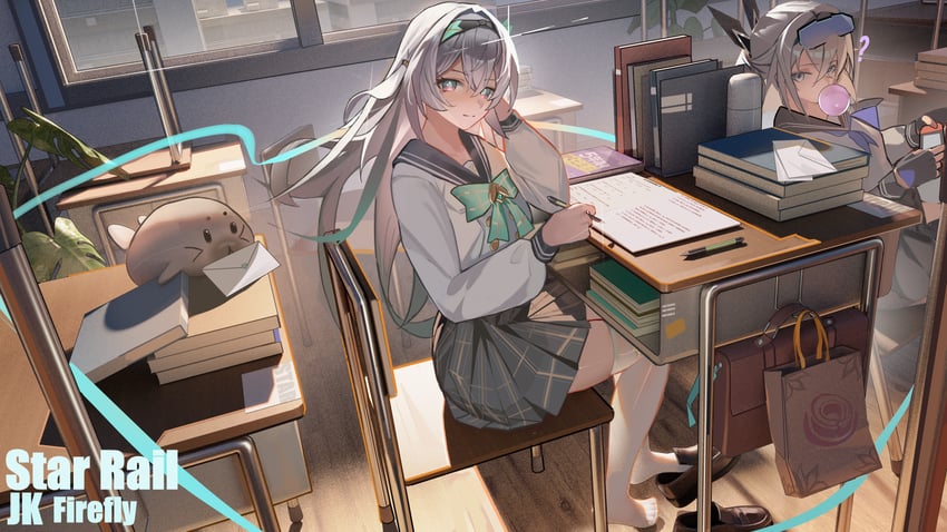firefly and silver wolf (honkai and 1 more) drawn by xiaojuan_(user_ezvt7287)