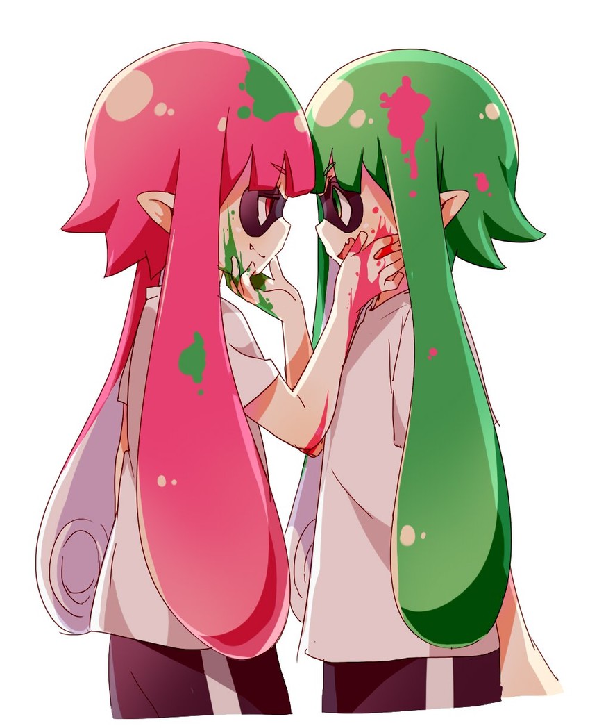 inkling player character and inkling girl (splatoon and 1 more) drawn by namori