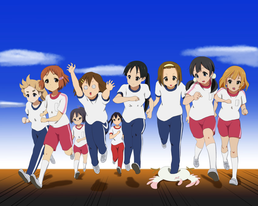 akiyama mio, nakano azusa, hirasawa yui, tainaka ritsu, kotobuki tsumugi, and 5 more (k-on! and 2 more) drawn by b_(papiopine)