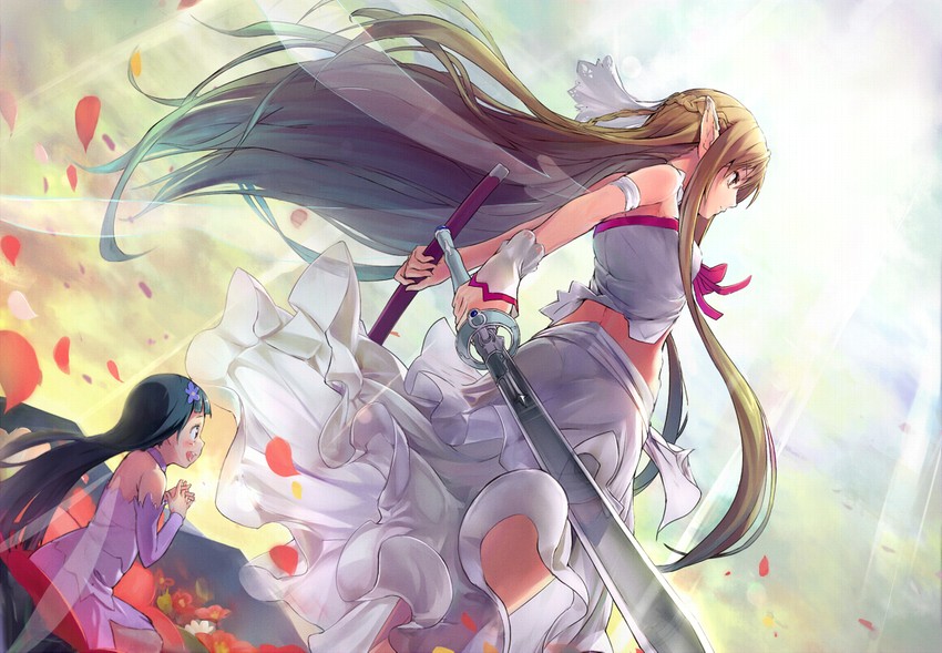 asuna, yui, and titania (sword art online) drawn by shouin