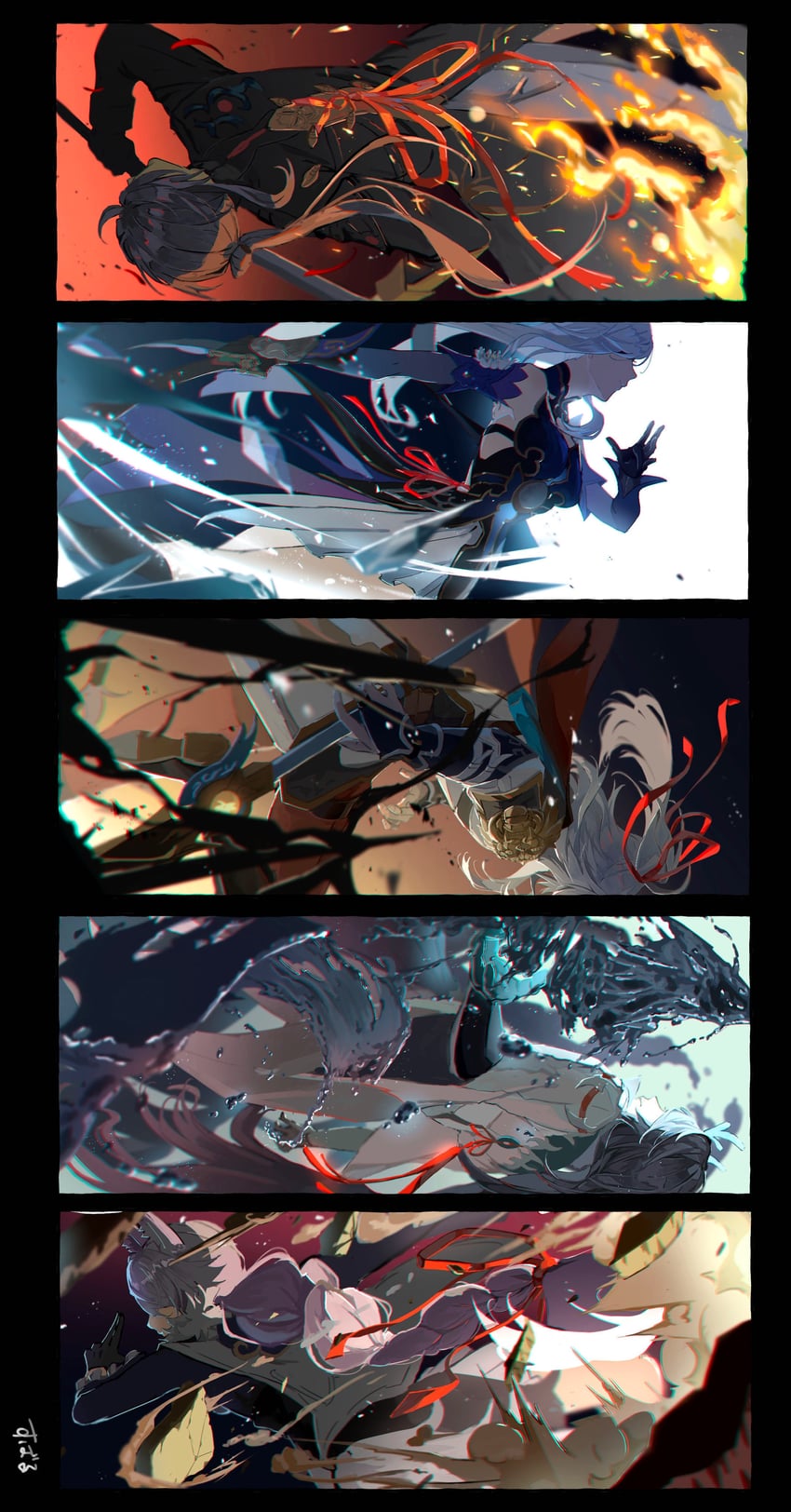 dan heng, blade, jingliu, jing yuan, yingxing, and 2 more (honkai and 1 more) drawn by sbrkza