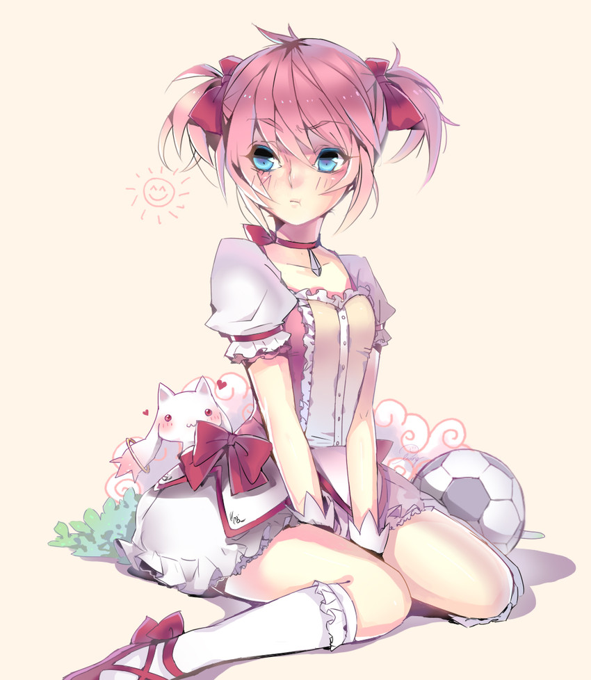 kaname madoka, kyubey, and kirino ranmaru (mahou shoujo madoka magica and 2 more) drawn by liang