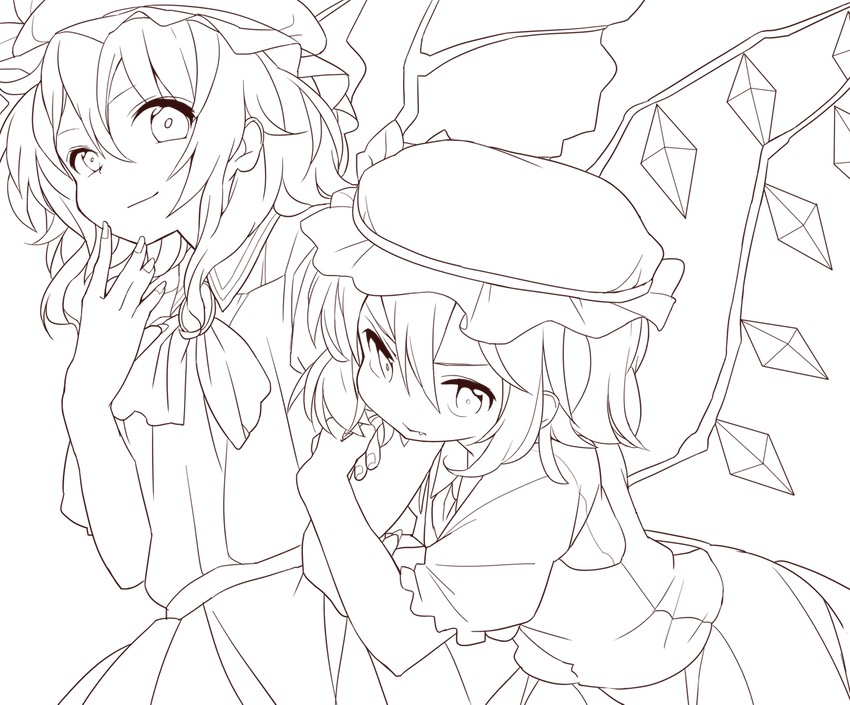 remilia scarlet and flandre scarlet (touhou) drawn by yotsuba_(guriko-gen)