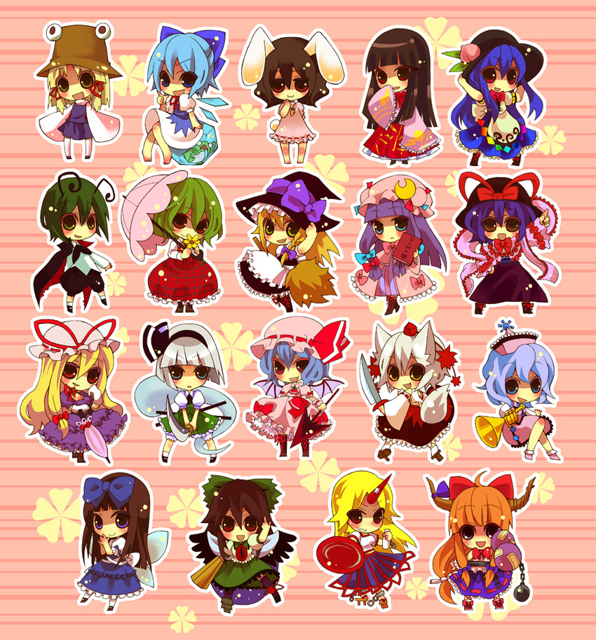 kirisame marisa, remilia scarlet, konpaku youmu, cirno, patchouli knowledge, and 14 more (touhou) drawn by musou_yuchi