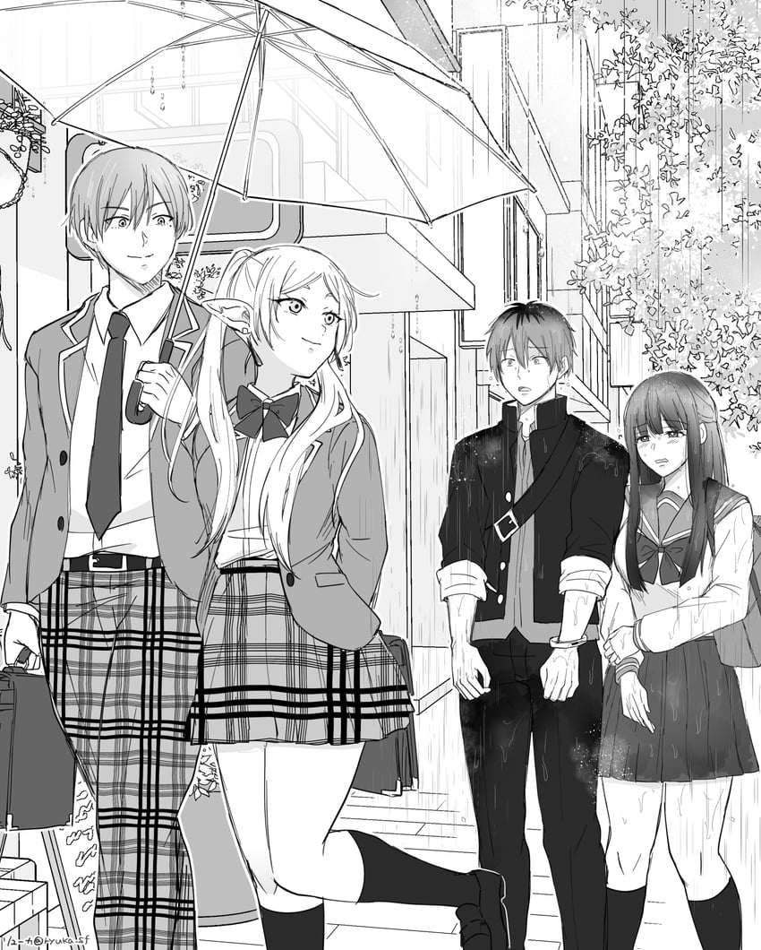 frieren, fern, stark, and himmel (sousou no frieren) drawn by chiroru_shimai