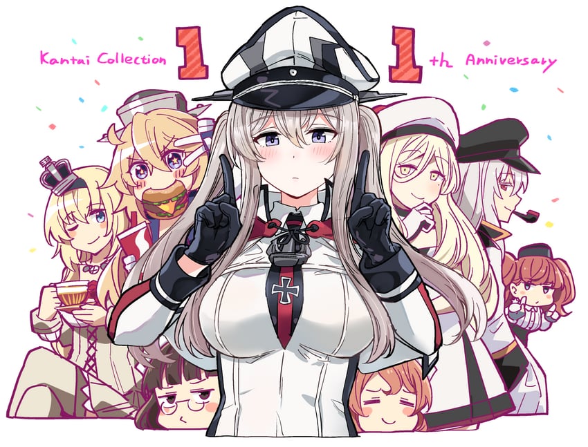 iowa, graf zeppelin, warspite, atlanta, gangut, and 3 more (kantai collection) drawn by ido_(teketeke)