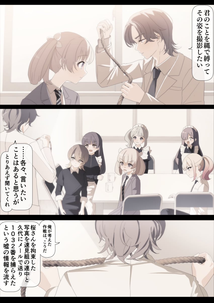 utsumi sakura, kogure ruka, azumaya haruka, hiizumi rinne, tokiwa mimori, and 2 more (sakura no sekai) drawn by tsuruse