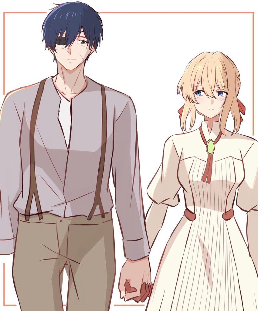 violet evergarden and gilbert bougainvillea (violet evergarden) drawn by shin_(shinshan427)