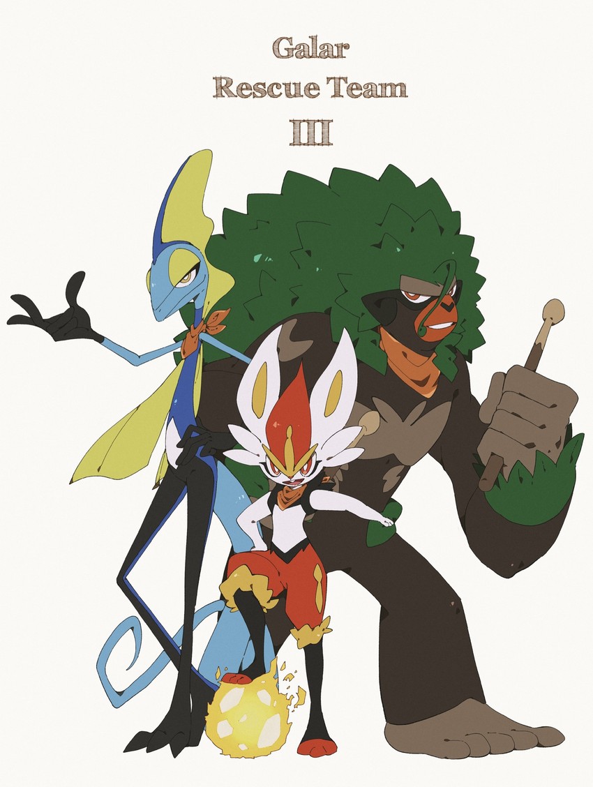cinderace, inteleon, and rillaboom (pokemon and 2 more) drawn by aya_(ayamenora)