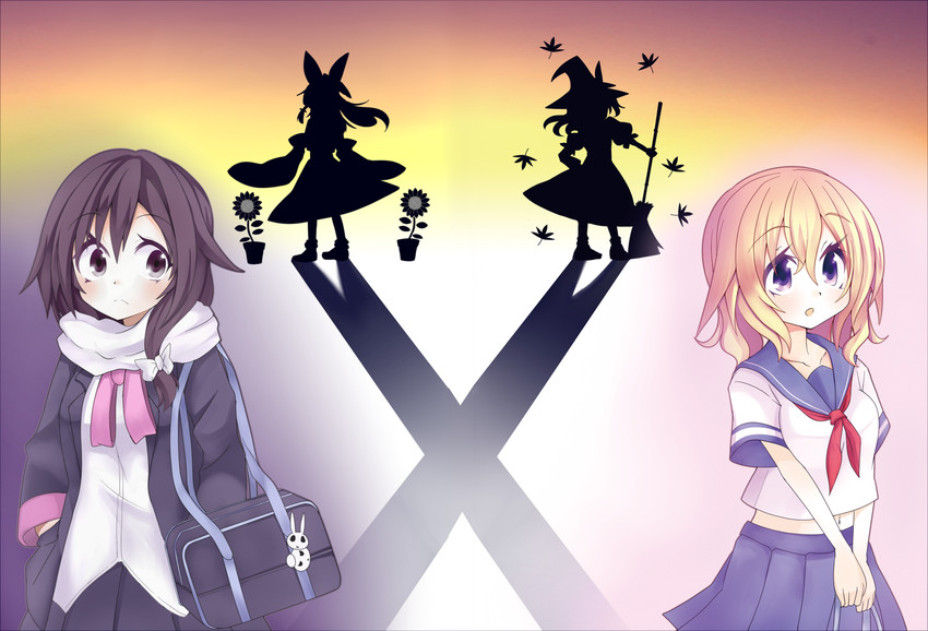 hakurei reimu, kirisame marisa, usami renko, and maribel hearn (touhou) drawn by keyaki_chimaki