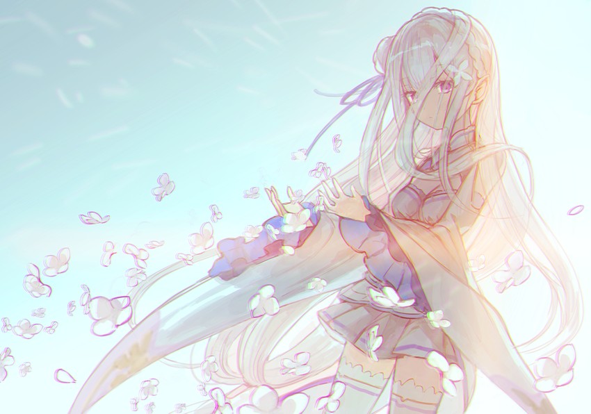 emilia (re:zero kara hajimeru isekai seikatsu) drawn by wata_(attaka_towel)