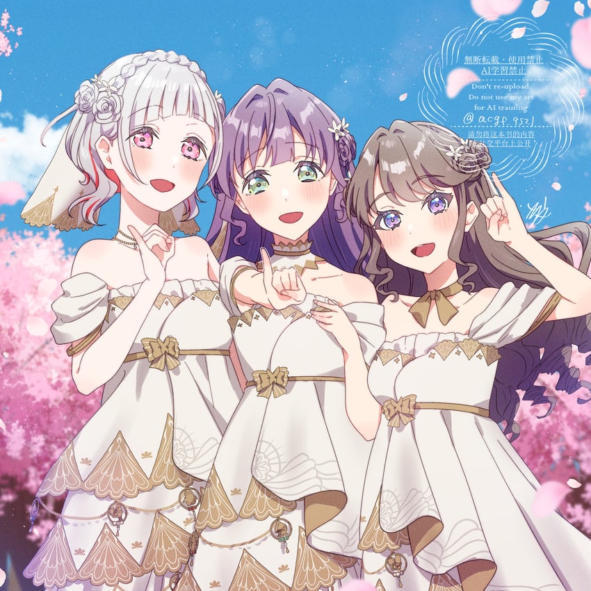 fujishima megumi, otomune kozue, and yugiri tsuzuri (love live! and 1 more) drawn by kyaku_tasu
