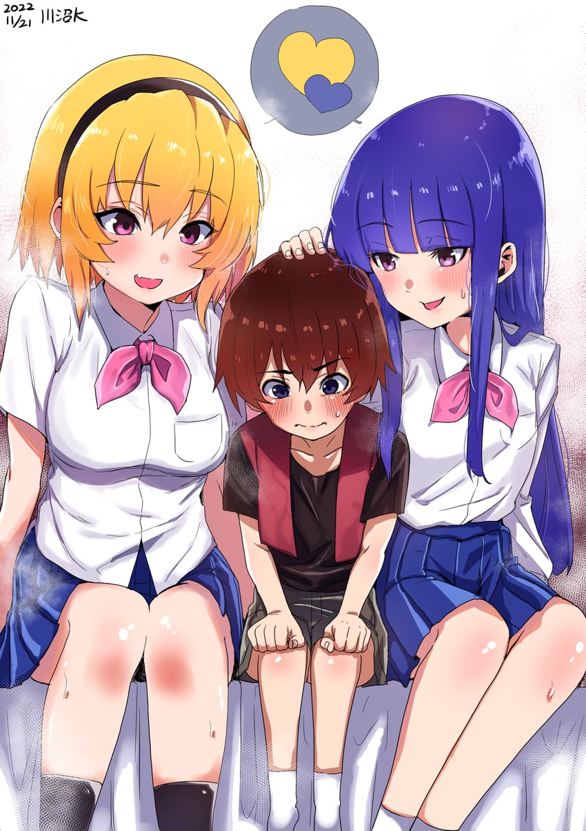 furude rika, houjou satoko, and maebara keiichi (higurashi no naku koro ni and 1 more) drawn by onuma_kuma
