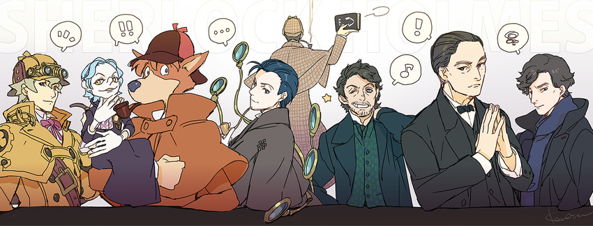 herlock sholmes, sherlock holmes, robert downey jr., benedict cumberbatch, and jeremy brett (fate and 8 more) drawn by kaworu_(kaw_lov)
